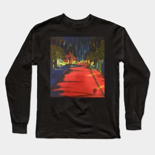 City at Night in brilliant reds, yellows, and blues Long Sleeve T-Shirt